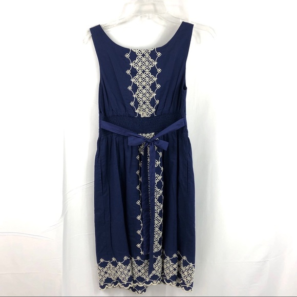 Anthropologie Navy Embroidered Sleeveless Dress XS - Picture 2 of 8